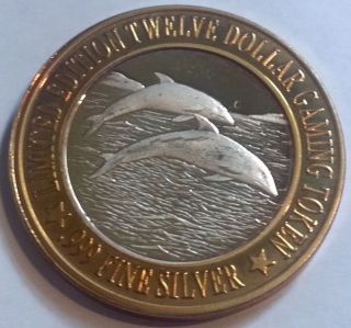 Luxury Cruise Limited Edition Twelve Dollar Gaming Coin.  6 Oz.  999 Fine Silver photo