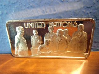Hamilton America ' S Greatest Events United Nations 1ozt 999+fine Silver Bar photo