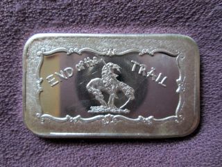 End Of The Trail Rare 1 Troy Oz. .  999 Fine Silver Art Bar 31.  4 Grams photo