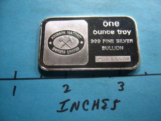 Jm Johnson Matthey Bankers Limited 999 Silver Bar Rare Item photo