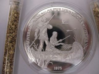 7/8 - Oz Chippewa American Native Indian Tribal Nations Art Coin Silver.  999 + Gold photo
