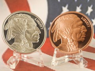 Coin Collector ' S Gift.  999 1oz Copper & Silver Buffalo / Indian Head Nickel photo