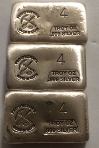 Prospector ' S Gold & Gems 4 Oz.  999 Fine Silver Hand Poured Loaf Bar photo