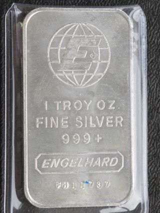 Engelhard Silver Art Bar Serial Fh 11737 1 Troy Ounce C3279 photo