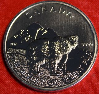 Canadian Grizzly 2011 Design 1oz 999% Silver Wildlife Series Collector Coin Gift photo
