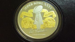 Coinhunters - 2001 Bowl Xxxv Game Flip Coin - Pl,  1 Oz.  Silver W/ 24k Gold photo