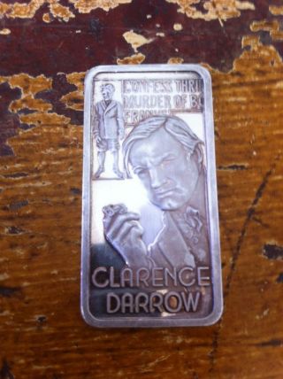 Clarence Darrow,  Our Greatest Americans One Oz.  999 Silver Bar photo