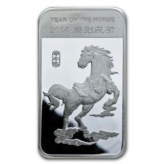 10 Oz Year Of The Horse Silver Bar.  999 Fine photo