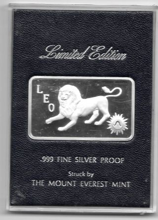 1974 Leo Lion Zodiac 1 Oz.  999 Silver Bar In photo