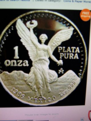 1986,  1oz Silver,  Libertad,  Proof, .  999 Silver,  Low Mintage photo