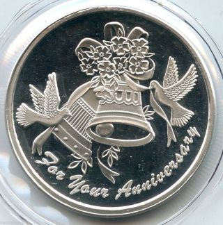 For Your Anniversary.  999 Silver Medal 2014 Marriage - Love - 1 Oz - Sab Kp649 photo