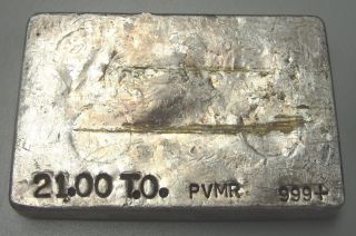 21.  0 Troy Ounce.  999 Fine Silver Pvmr Bar photo