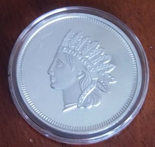 Indian Head Cent Liberty One Troy Ounce Silver Art Round Scarce photo