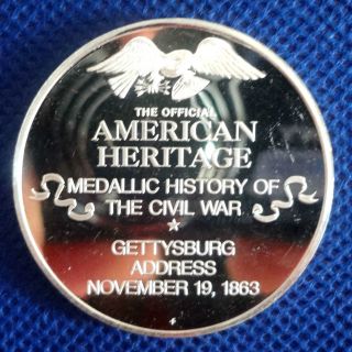 American Heritage History Of Civil War Proof Sterling Silver Coin - Medal photo
