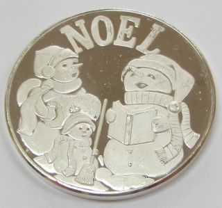 Noel Christmas 1 Oz.  999 Fine Silver Art Round photo