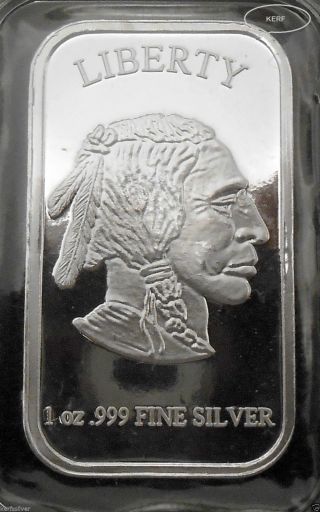 Silver Indian Buffalo Head {sealed Uncirculated} 1 Ounce.  999 Fine Silver Bar photo