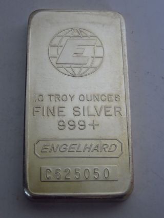 Engelhard Silver Bar 10 Oz Ounce.  999 photo