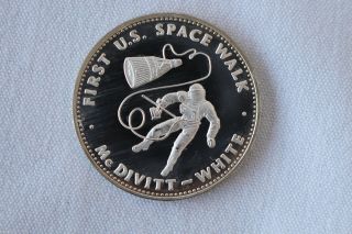 1970 Gemini Iv Mcdivitt White Danbury Men In Space Silver Medal E3216 photo