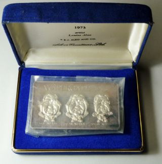 Nixon Watergate See Hear Speak No Evil Big.  999 Fine Silver Bar Ingot photo