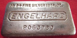 10 Troy Oz Silver Bar Engelhard.  999 Silver Loaf Bar (1387) photo