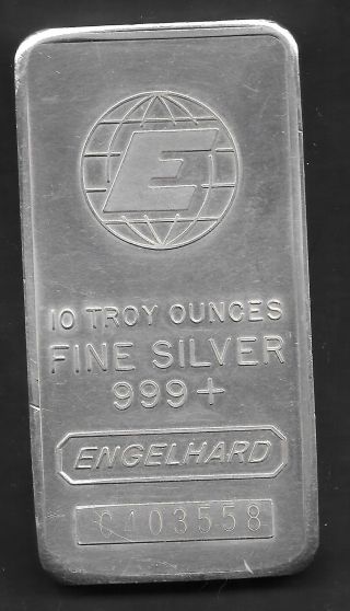 Spstamps & Coin Engelhard Big E Ten Ounce.  999 Silver Bar C403558 photo