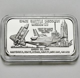 Space Shuttle Discovery Mission Xii 1 Troy Oz.  999 Silver Bar Ingot Silver Mine photo