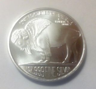 1 Oz Silver Buffalo Round.  999 Fine photo