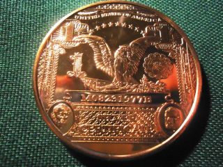 1 Oz Of.  999 Fine B.  U.  Copper Round The $1 Silver Certificate By Art Bar. photo