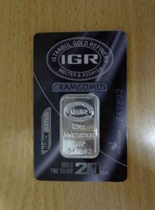 20 Gram Silver - Igr 999 Pure - Worldwide Valid photo