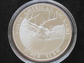 Whitetail Deer Silver Art Round North American Big Game Slam C8420 photo