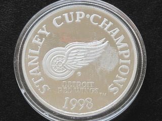 1998 Detroit Red Wings Stanley Cup Champions Proof Silver Medal Ser 976 C8407 photo