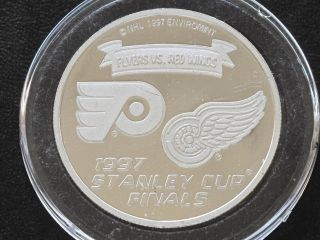 1997 Detroit Red Wings Stanley Cup Finals Proof Silver Medal Ser 285 C8403 photo
