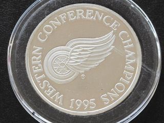 1995 Detroit Red Wings Western Champions Proof Silver Medal Ser 447 C8404 photo