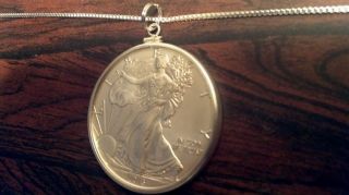 American Eagle 1oz,  Pure Silver Bullion Investment Grade Coin Necklace photo