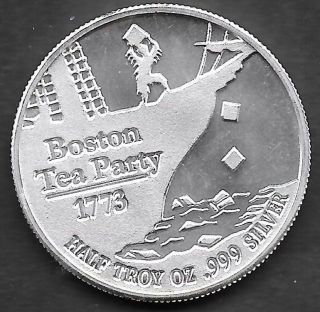 Spstamps & Coin Boston Tea Party - Dont Tread On Me 1/2 Oz.  999 Fine Silver photo