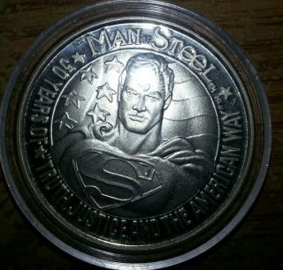 Superman 50th Birthday 1 Oz. .  999 Fine Silver Round Dc Comics photo