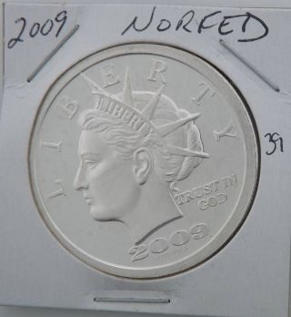 2009 Norfed 1oz Silver Coin Marked As $20 Inflation Proof Silver Coin Boxdee39 photo