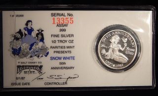 1987 50th Anniversary Snow White 1/2oz Silver Medallion Snow White 13355 photo