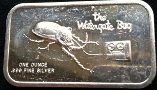 1 Oz.  999 Fine Silver The Watergate Bug Bar photo