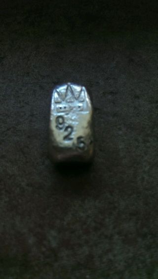 Half Troy Oz Hand Poured Sterling.  925 Silver Bar.  King ' S Crown photo