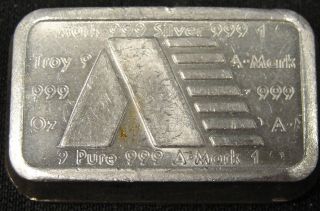 Rare A - Mark Silver Bullion Chunky Bar Brick 1oz.  999 Fine Silver photo