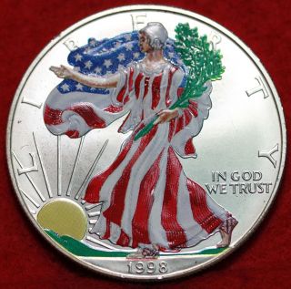 Unc 1998 Colorized Silver American Eagle Dollar S/h photo