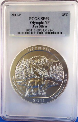 2011 - P Olympic America The 5 Oz Silver Specimen Coin Certified Sp69 photo