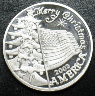 2003 Merry Christmas America Onetroy Ounce 999 Silver Round L755 photo