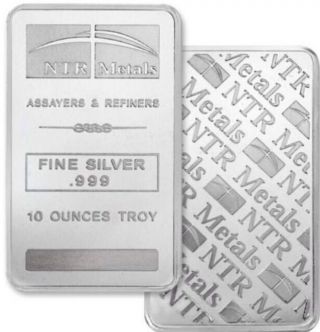One 10 Troy Oz.  999 Fine Silver Bar Ntr.  Immediate Delivery photo
