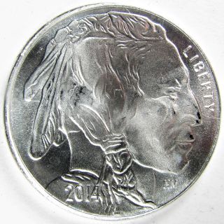 2014 American Indian/buffalo One - Ounce 0.  999 Fine Silver Round photo