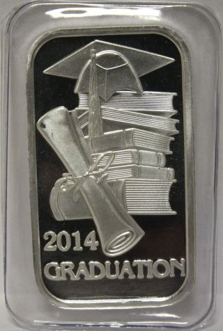 Class Of 2014 Graduation 1 Oz.  999 Silver Art Bar - Sab Jf589 photo
