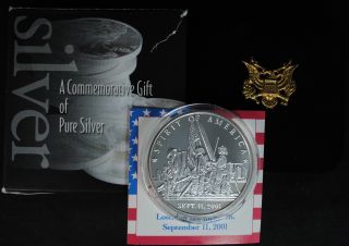 United States September 11th 2001 - 1 Troy Oz.  999 Fine Silver Round - 9/11 Usa photo