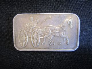 . 999 Fine Pure Silver Bar Ingot Bullion Silver Towne Indiana Horse Carriage 1ozt photo