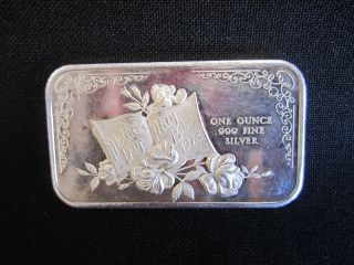 . 999 Fine Pure Silver Bar Ingot Bullion Mother ' S Day 1973 Silver Bar 1 Ozt photo
